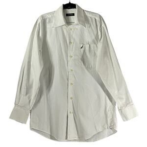 Nautica White Long Sleeve Button-Up Pocket Dress Shirt Size 15.5 32/33